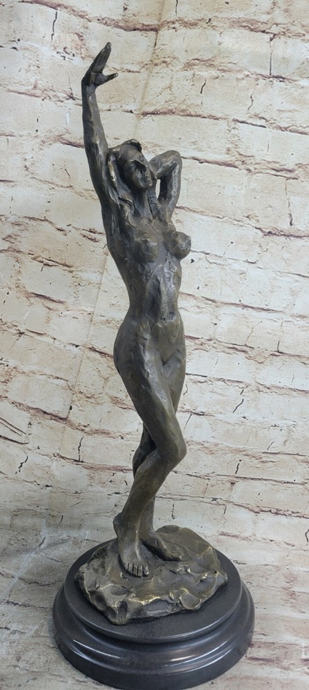 FRENCH ART DECO, Signed VITALEH MODEL DANCER BRONZE HOT CAST NUDE STATUE