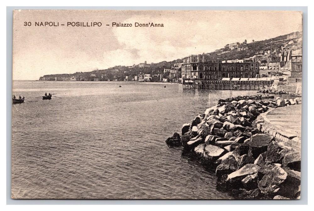 Vintage 1908 Naples Italy Posillipo Donn'Anna Palace Ocean Harbor Postcard