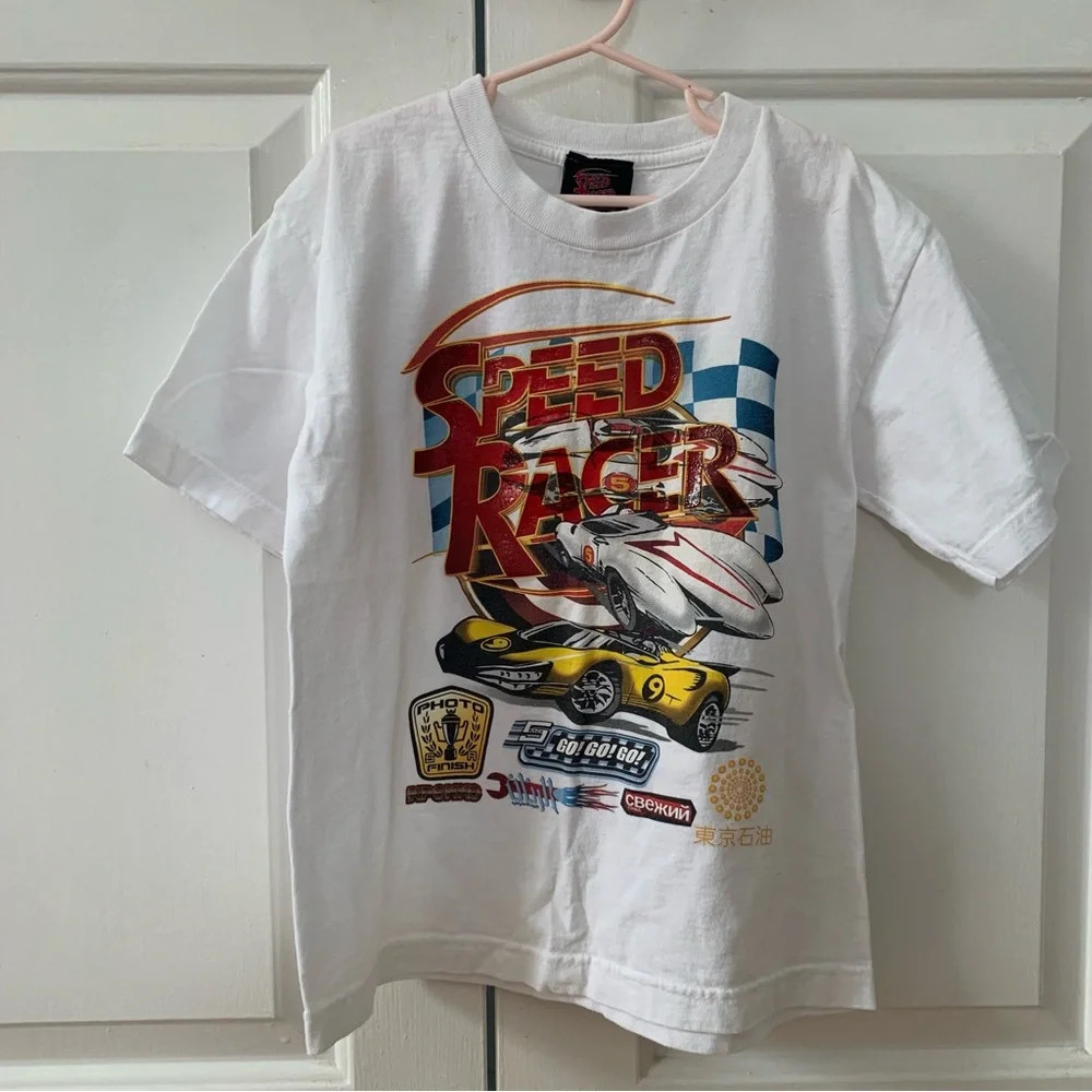 Speed Racer movie Rare Design 90s White T shirt Graphic tee NH28579