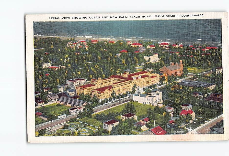 Postcard Aerial View Palm Beach Florida USA