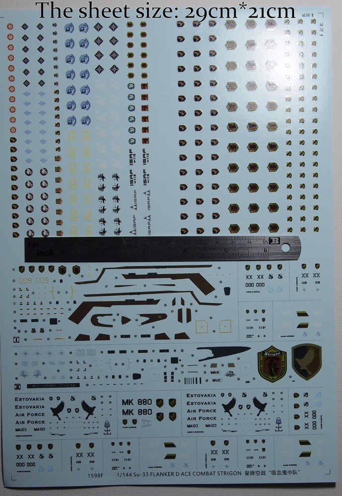 1/144 decals for SU-33 SU33 FLANKER D TOMCAT ACE COMBAT (1598F)-image
