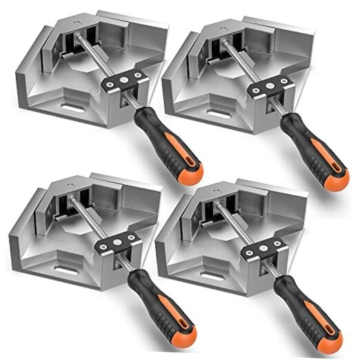 90° Right Angle Clamp 4-Pack - Aluminum Single Handle Silver Gray