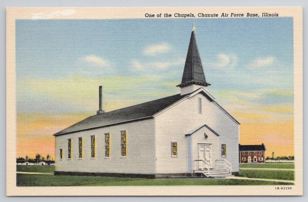 Chanute Air Force Base Chapel Rantoul Illinois Linen Postcard