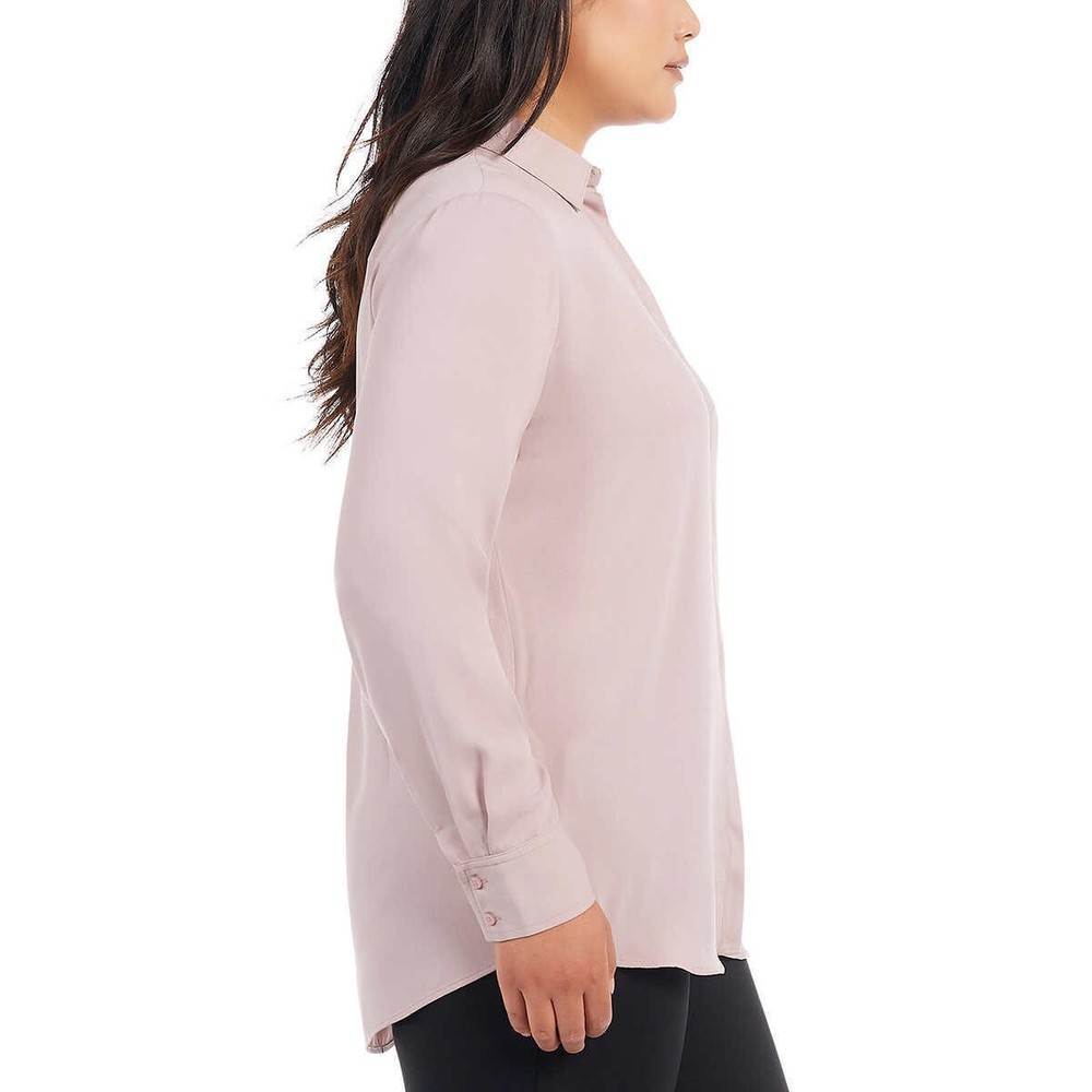 Dalia Women's Plus Size XXL Ash Lily Long Sleeve Button Front Shirt Blouse NWT