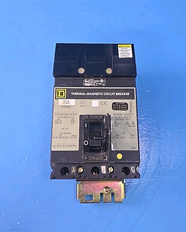 Square D FC34030 30A 480V 3Pole ILine Thermal Magnetic Circuit Breaker