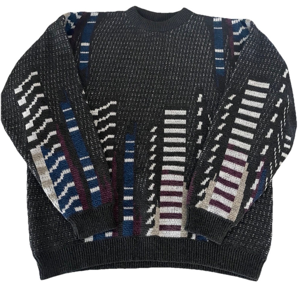 VTG Jantzen Sweater City Skyline Abstract Knit Sweatshirt Men’s Sz XL