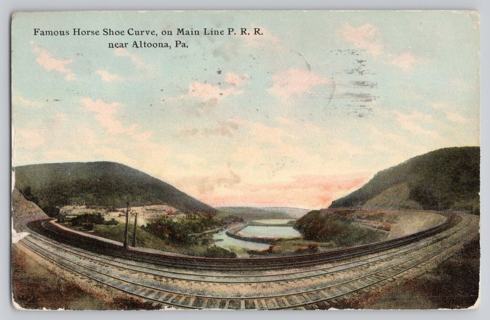 Pennsylvania Railroad Altoona Horse Shoe Curve Main Line 1912 Antique Postcard