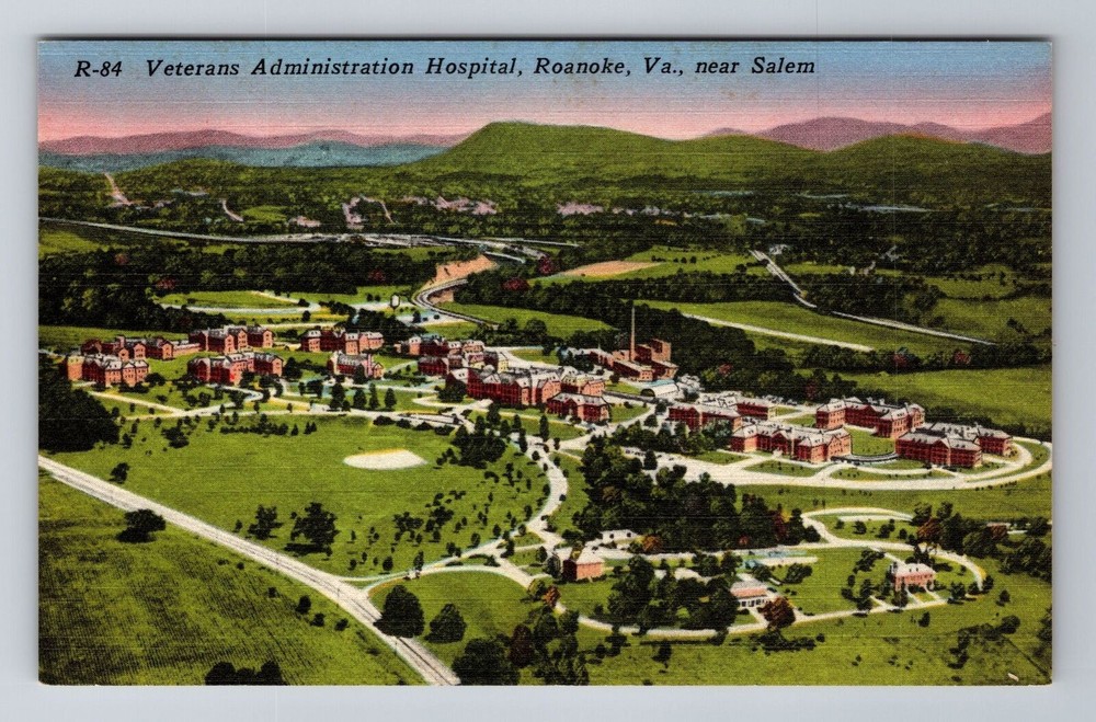 Roanoke VA-Virginia, Veterans Admin Hospital, Antique Vintage Souvenir Postcard