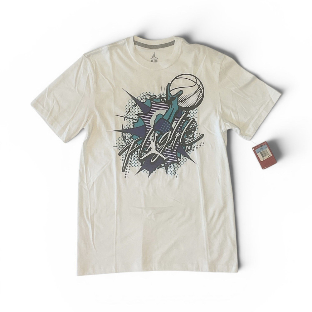 NWT Jordan Flight Jumpman Graphic Print T-Shirt White Men’s M Crew Neck Cotton