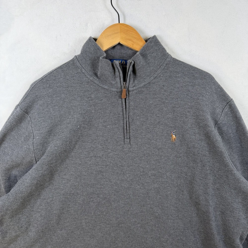 Polo Ralph Lauren Men's Estate Rib Quarter Zip Classic Pullover Gray size XXL