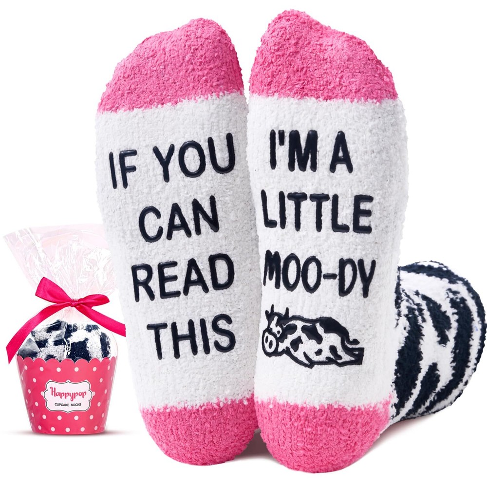 Cow Gifts Ideas Socks for Women - Fuzzy Cow Print stuff Cow Socks for Teen Gi...