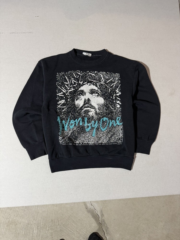 Vintage 1989 Living Epistles Won By One Jesus Sweatsirt Men's Size M Rare Black