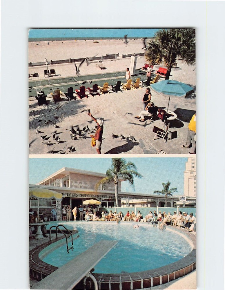 Postcard Pool & Ocean View Buccaneer Resort Motel St. Petersburg Florida USA