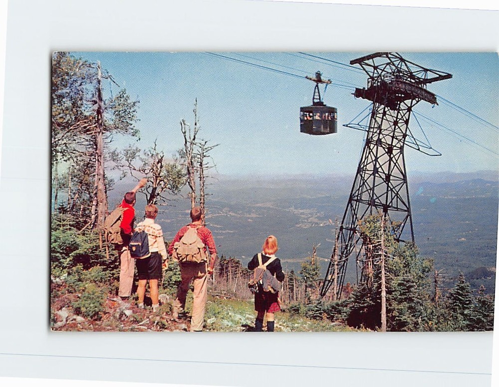 Postcard Tram Cars & Hikers Cannon Mountain Aerial Tramway New Hampshire USA