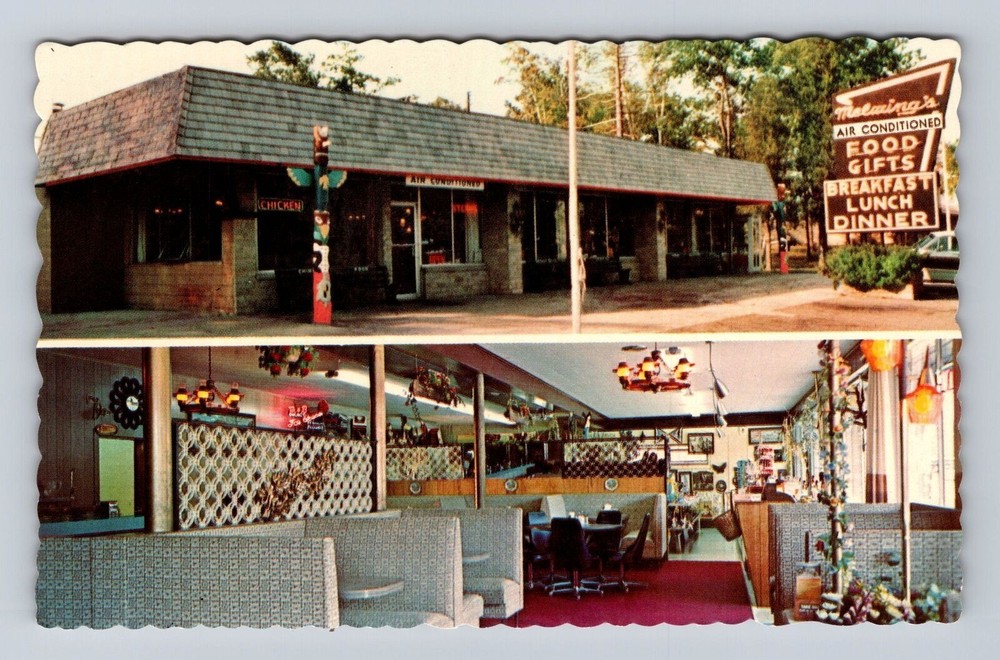 Mackinaw City MI-Michigan, Melwing's Restaurant & Gifts, Vintage Postcard