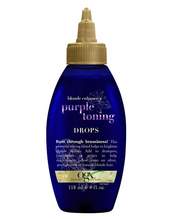 OGX Blonde Enhance Purple Toning Drops 4 fl oz 118ml for Brighter Hair  