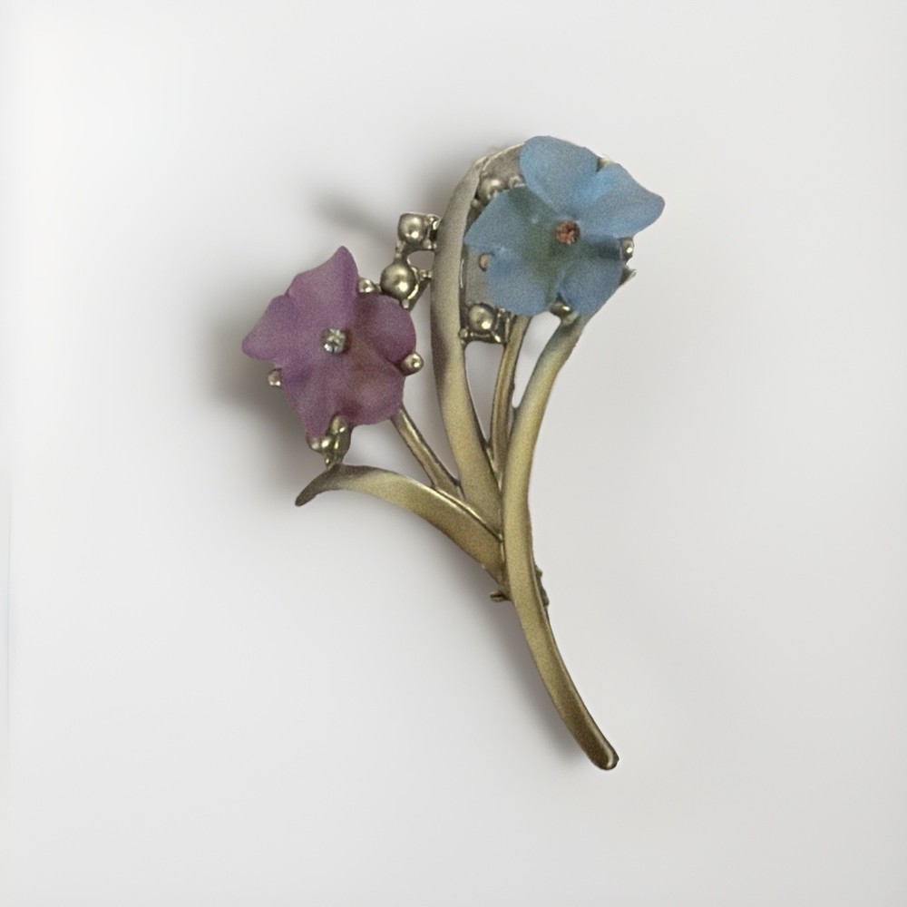 Vintage Christian Dior Henkel & Grosse Flower Spray Brooch Pin – Pink & Blue MCM