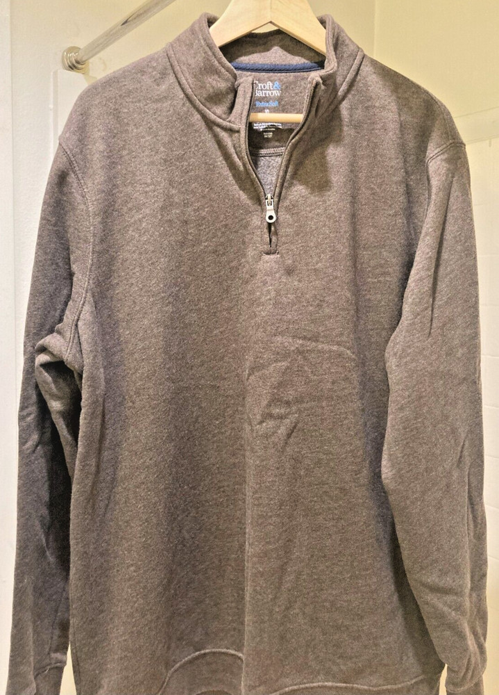 Mens XL X-Large Croft And Barrow 1/4 Quarter Zip Sweater Brown Long Sleeve Shirt