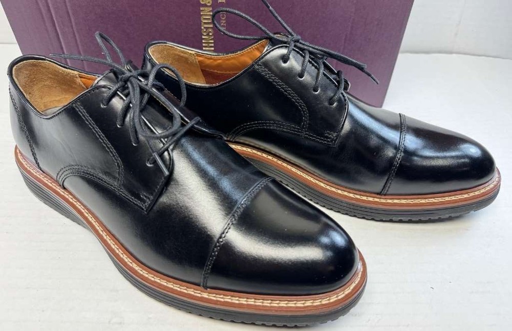 Johnston & Murphy Upton Dress Cap Toe Shoes, Black Full Grain, 13