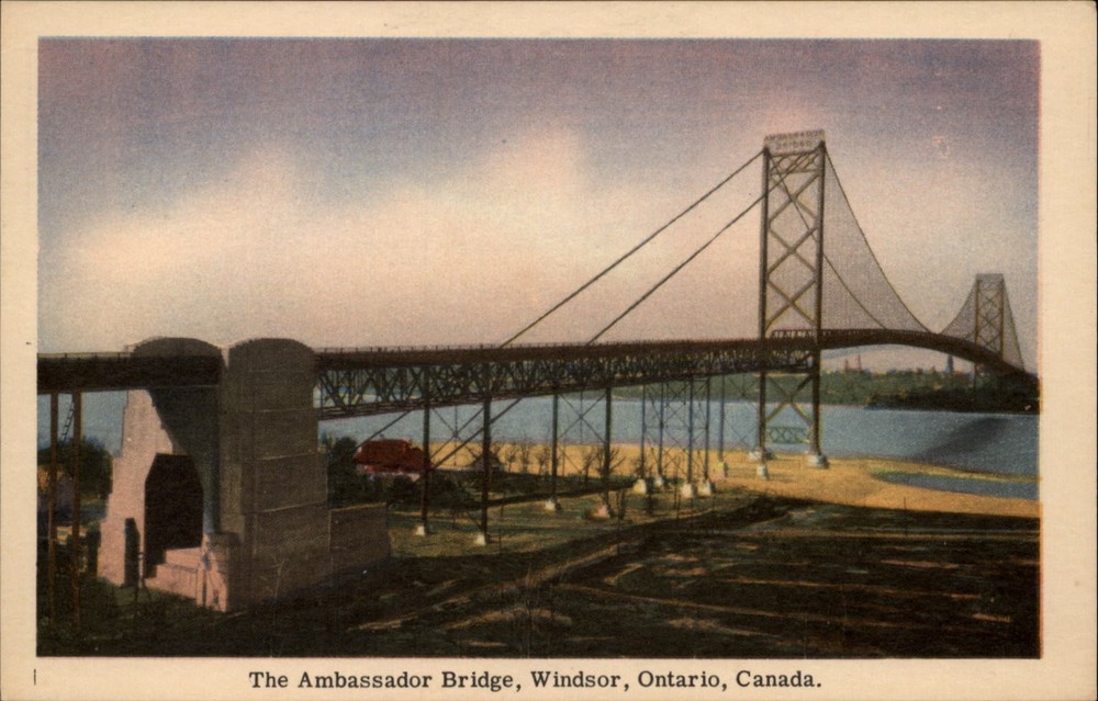 Ambassador Bridge Windsor Ontario Canada vintage postcard s995