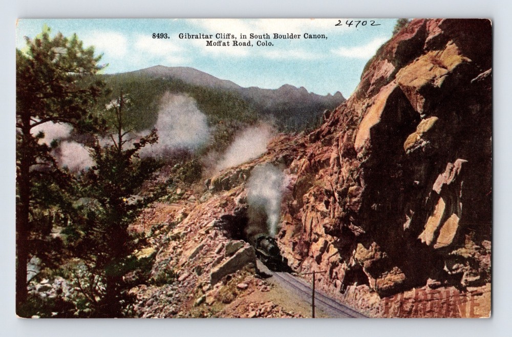 Postcard Colorado Moffat Road CO Boulder Canon Train Gibraltar Cliff 1910s