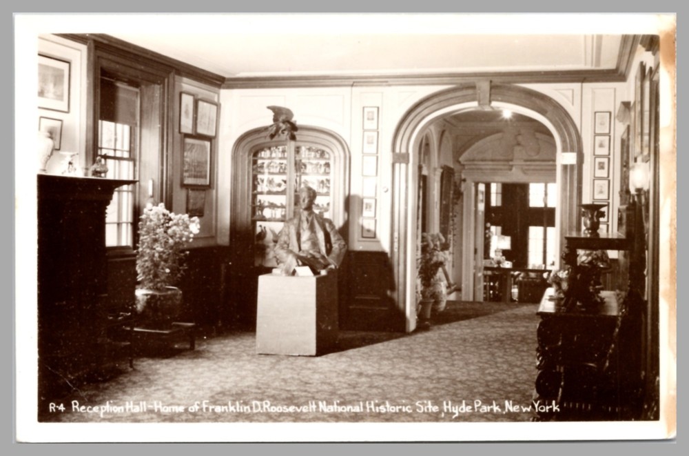 Reception Hall Home Of Franklin D. Roosevelt Hyde Park N. Y. RPPC c1940 Postcard