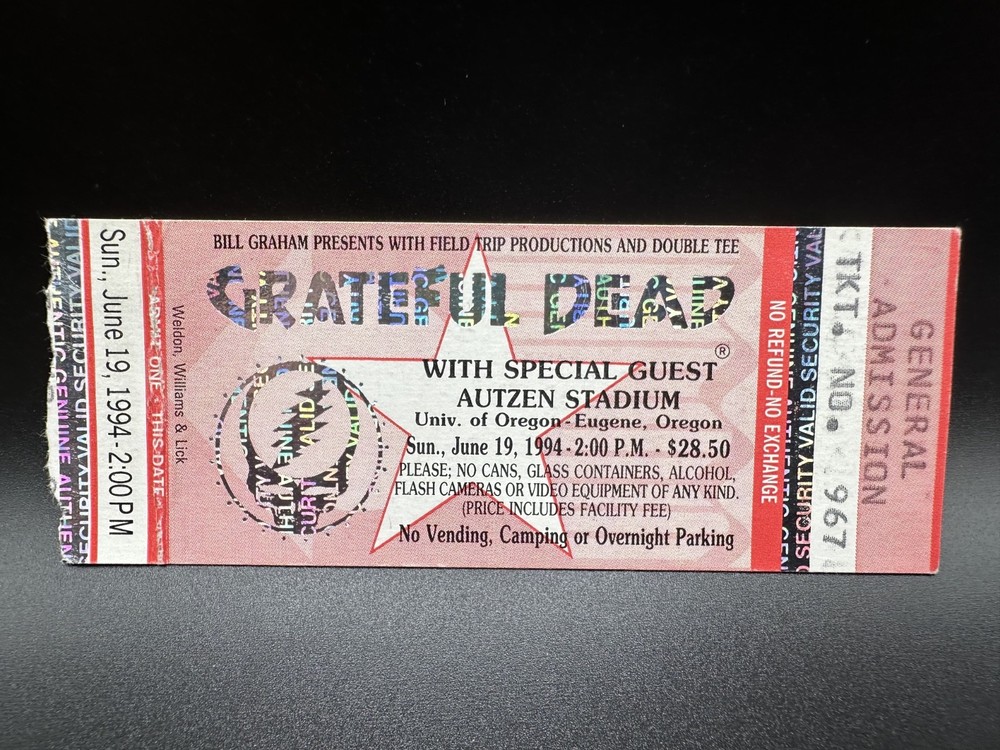 Grateful Dead Concert Ticket, Autzen Stadium, June 19 1994