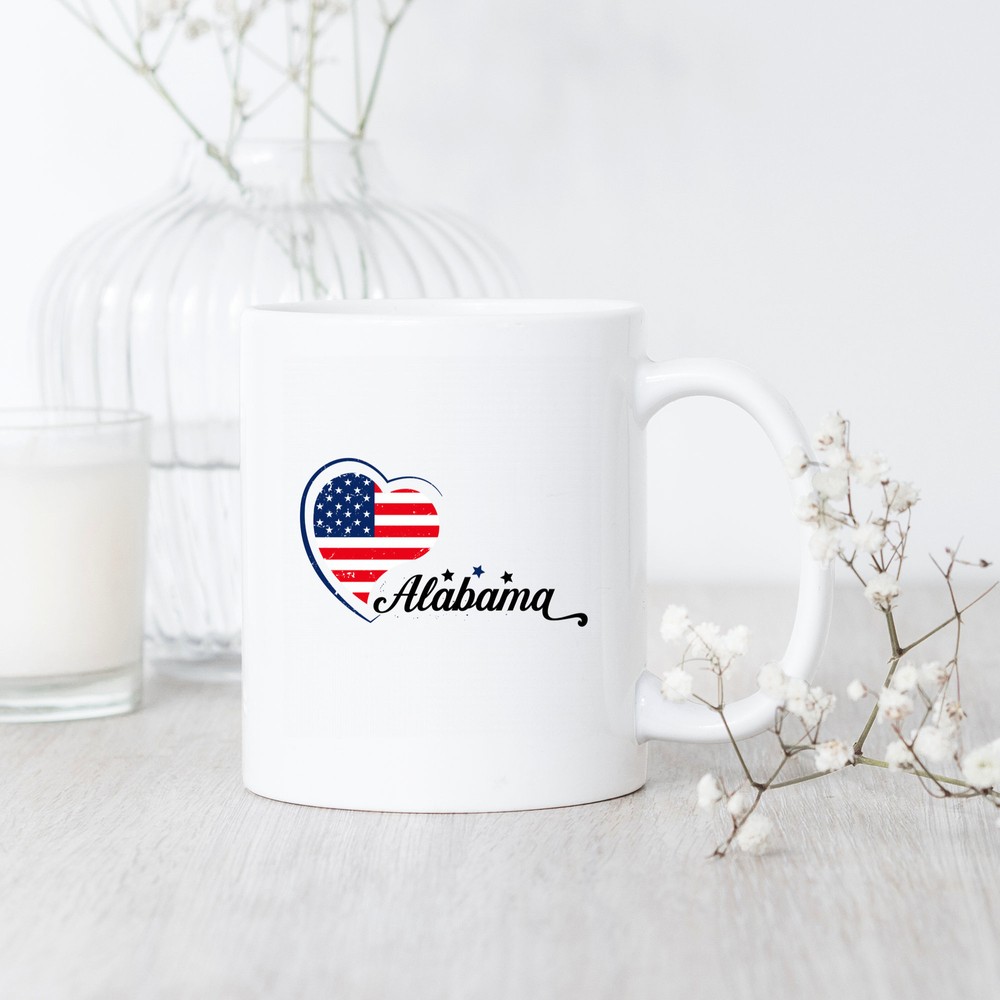 Alabama Heart Flag Alabama Mug Alabama Pride Alabama State Alabaman Gift Alabama