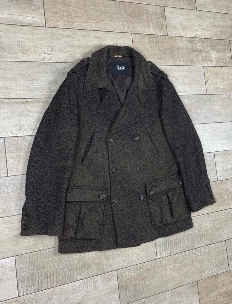 Vintage Rare Dolce & Gabbana Mens Double Breasted Wool Peacoat Size 54