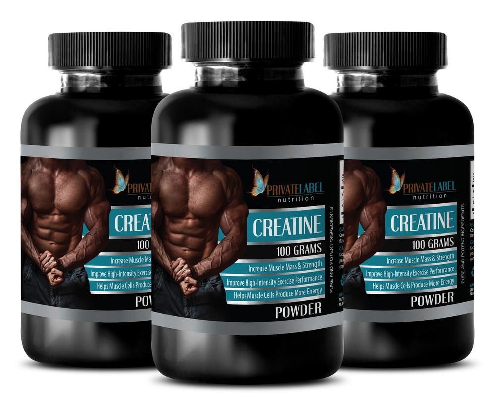 Muscle growth supplements - CREATINE 100G - Testosterone supplements - 3 Bottles