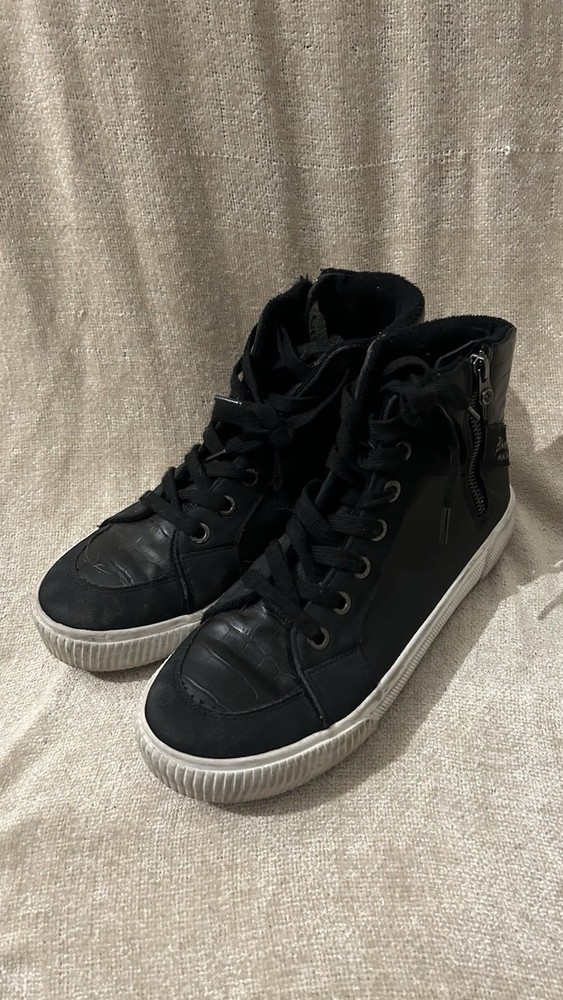 Black hightop/boot style sneakers - Malibu Blowfish- womens size 10, Zip/lace-up
