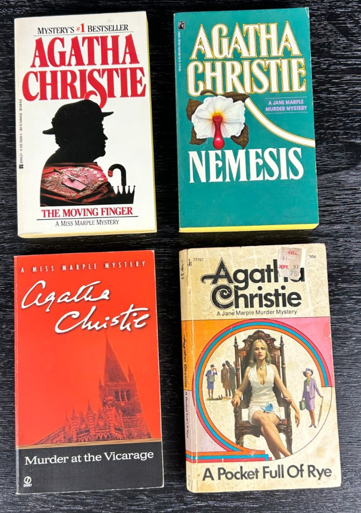 Agatha Christie Lot of 4 Vintage Miss Marple Paperbacks - The Moving Finger