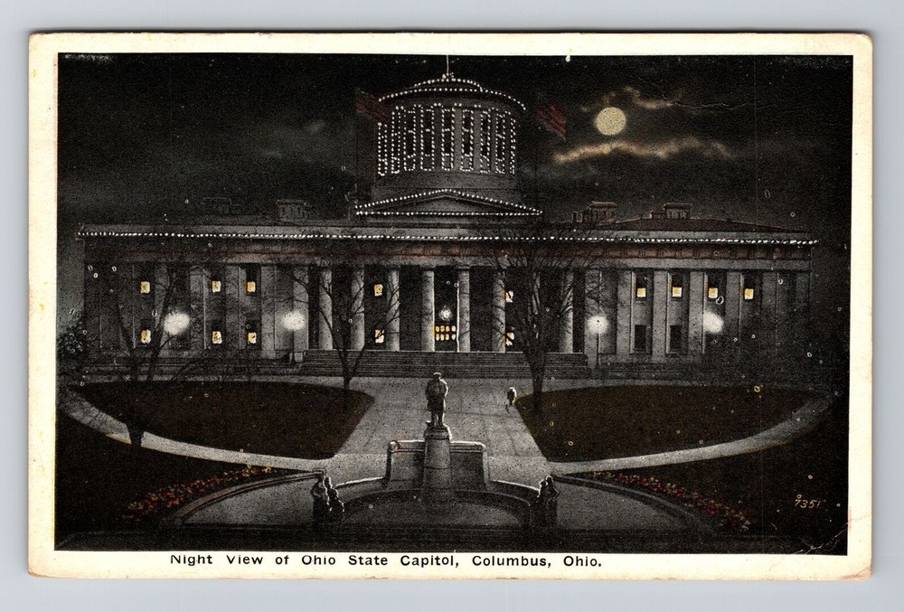 Columbus OH-Ohio, Night View State Capitol, Vintage Postcard
