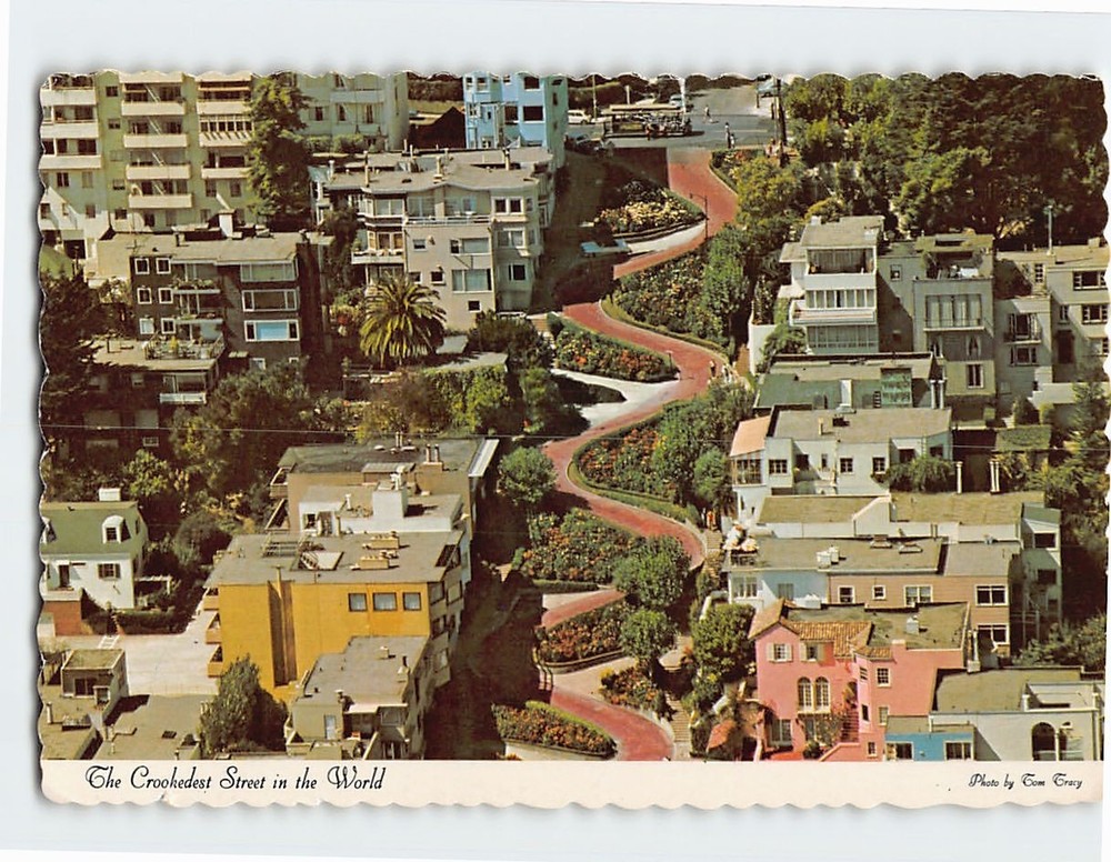 Postcard The Crookedest Street in the World Lombard Street San Francisco CA USA