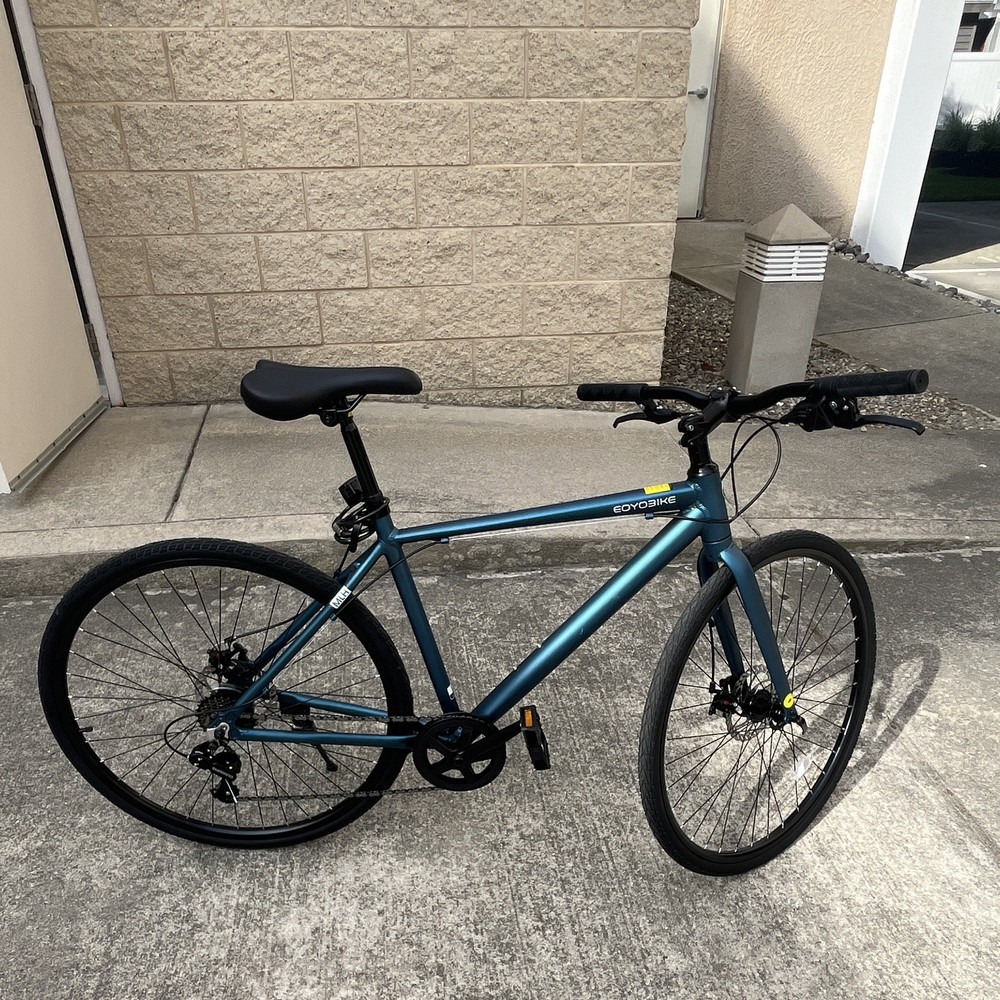 COOYBIKE 700C Road Bike Large Frame 7-Speed Mechanical Disc Flat Bar Blue