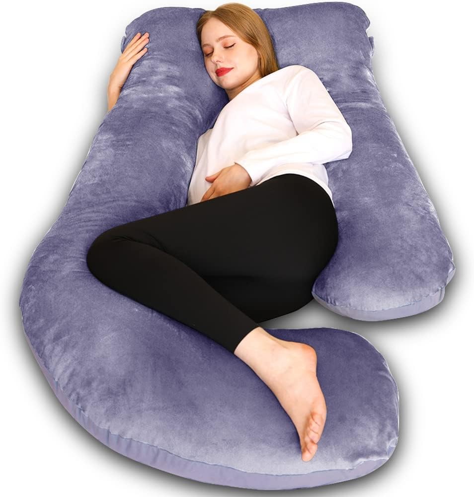 U Shaped Full Body 58 Inch Grey Cooling Pregnancy Pillow for Comfort