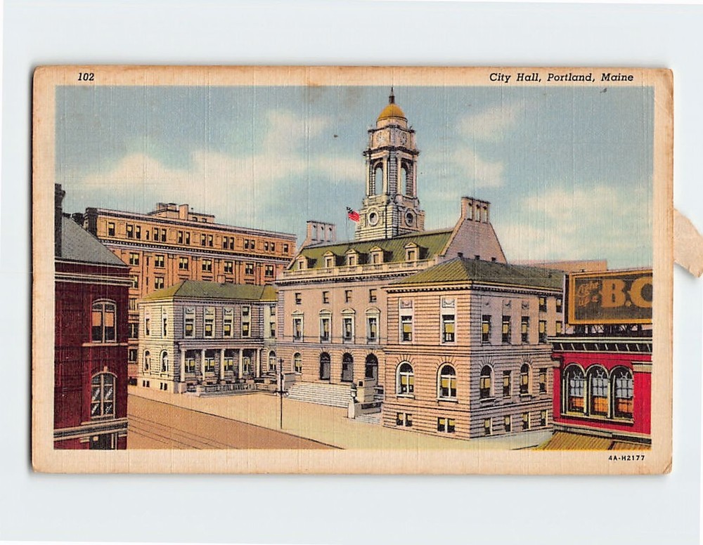 Postcard City Hall Portland Maine USA