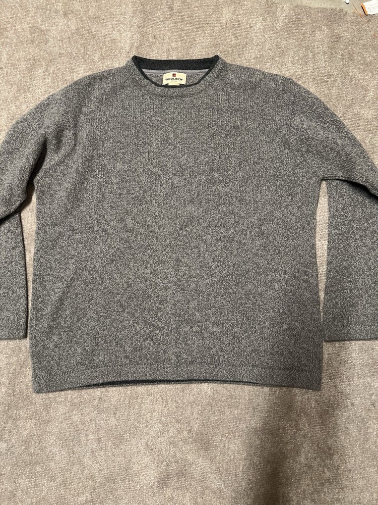 Woolrich Mens Sweater Gray X-Large Heather Wool Blend Crew Neck Pullover