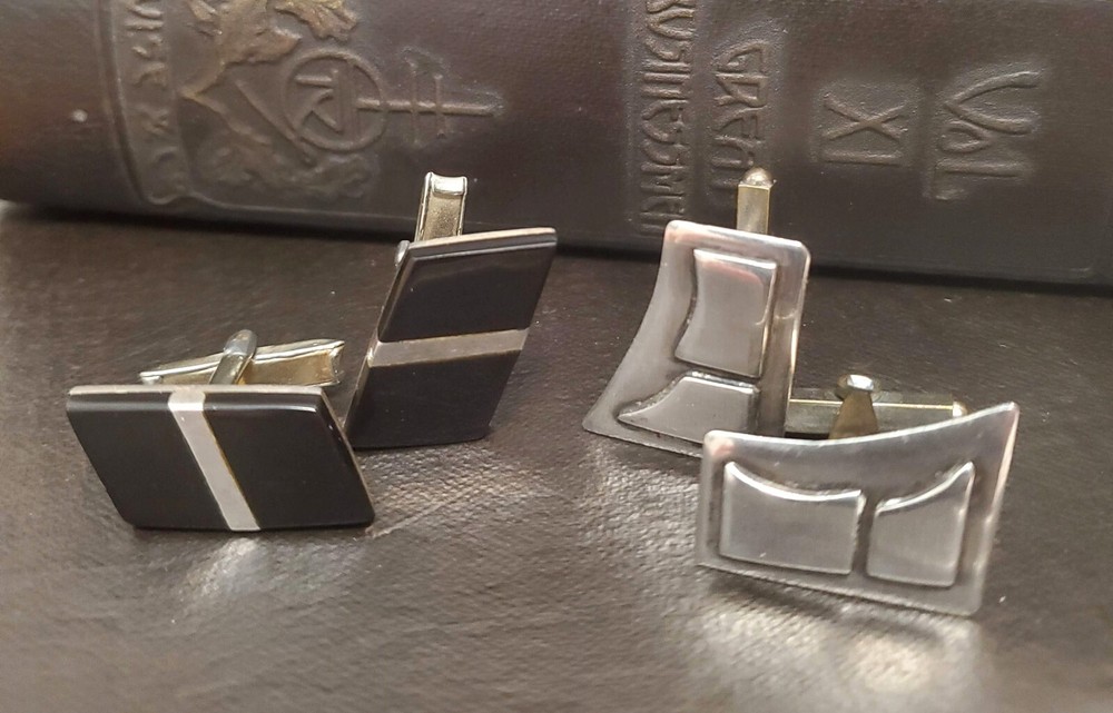 Modern Abstract Silver Vintage Cufflinks-image