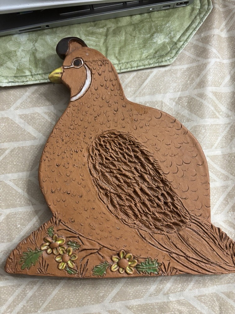 Studio Art Pottery Quail Trivet By June  Sears Vintage 1978