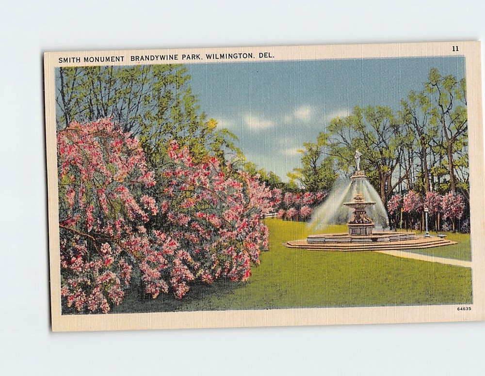 Postcard Smith Monument Brandywine Park Wilmington Delaware USA