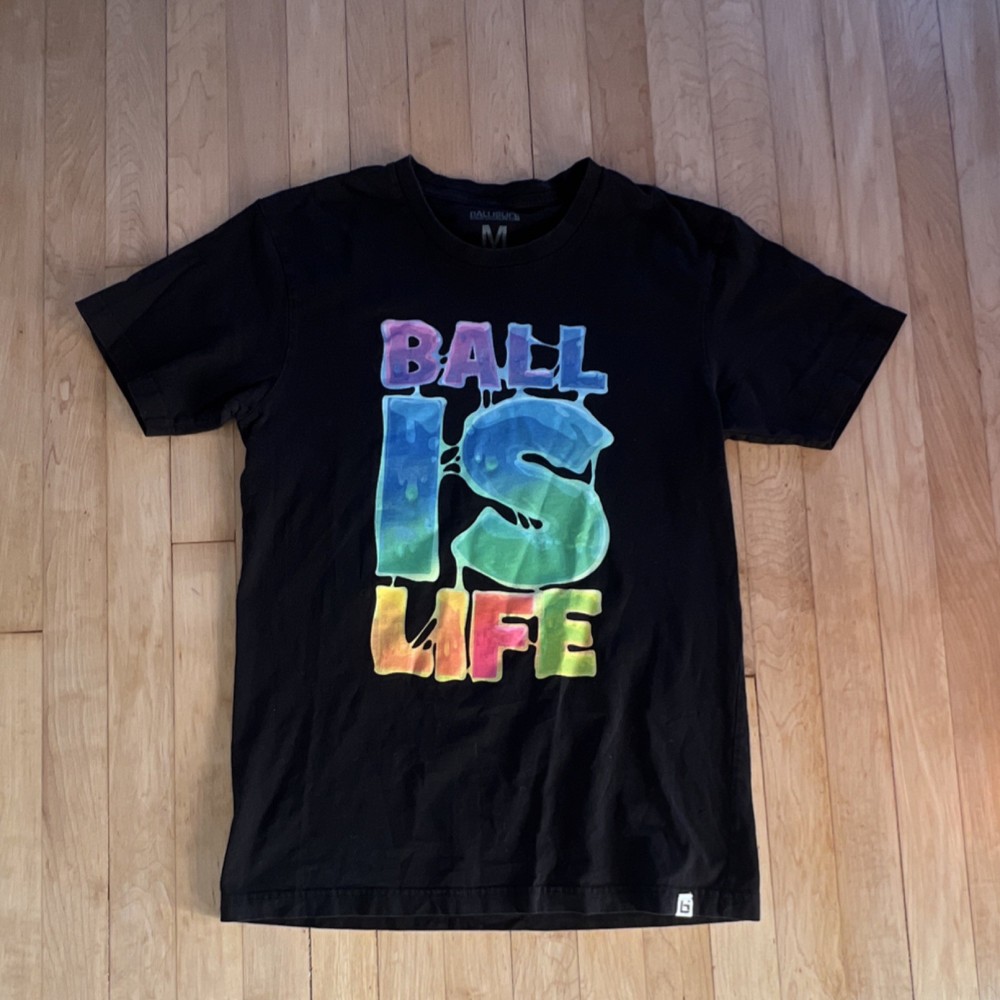 BALLISLIFE Black Multicolor Graphic Logo Cotton T-Shirt Men's Size M