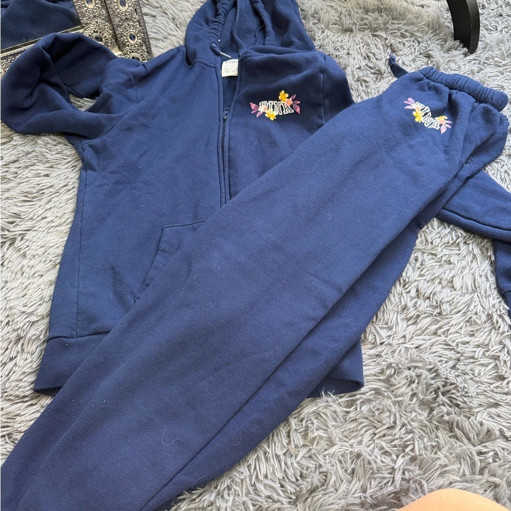 ⭐️PINK Victoria's Secret Blue Sweatpants & Hoodie Set