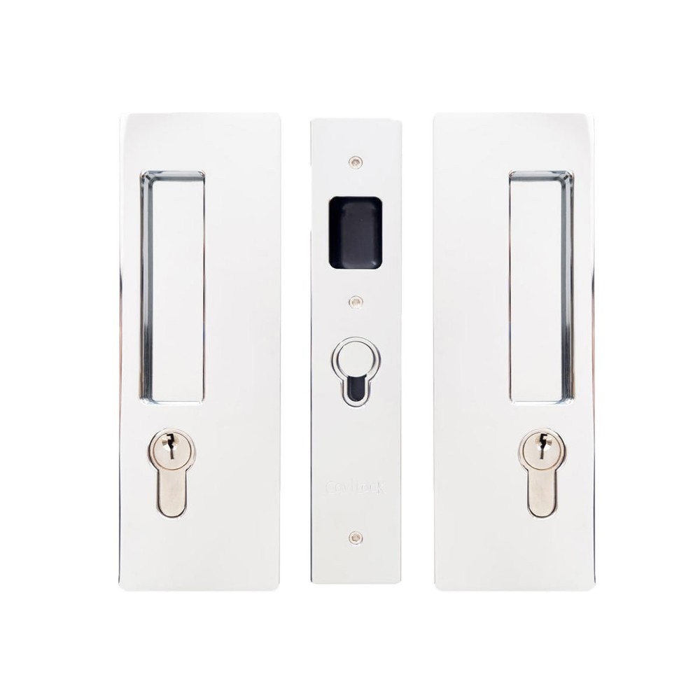 Cavilock CL400C-DC-38 Chrome Magnetic Latching Double Cylinder Pocket Door Lock