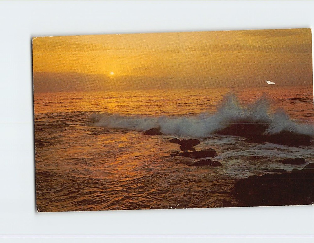 Postcard Surf & Rocks at Sunset La Jolla California USA