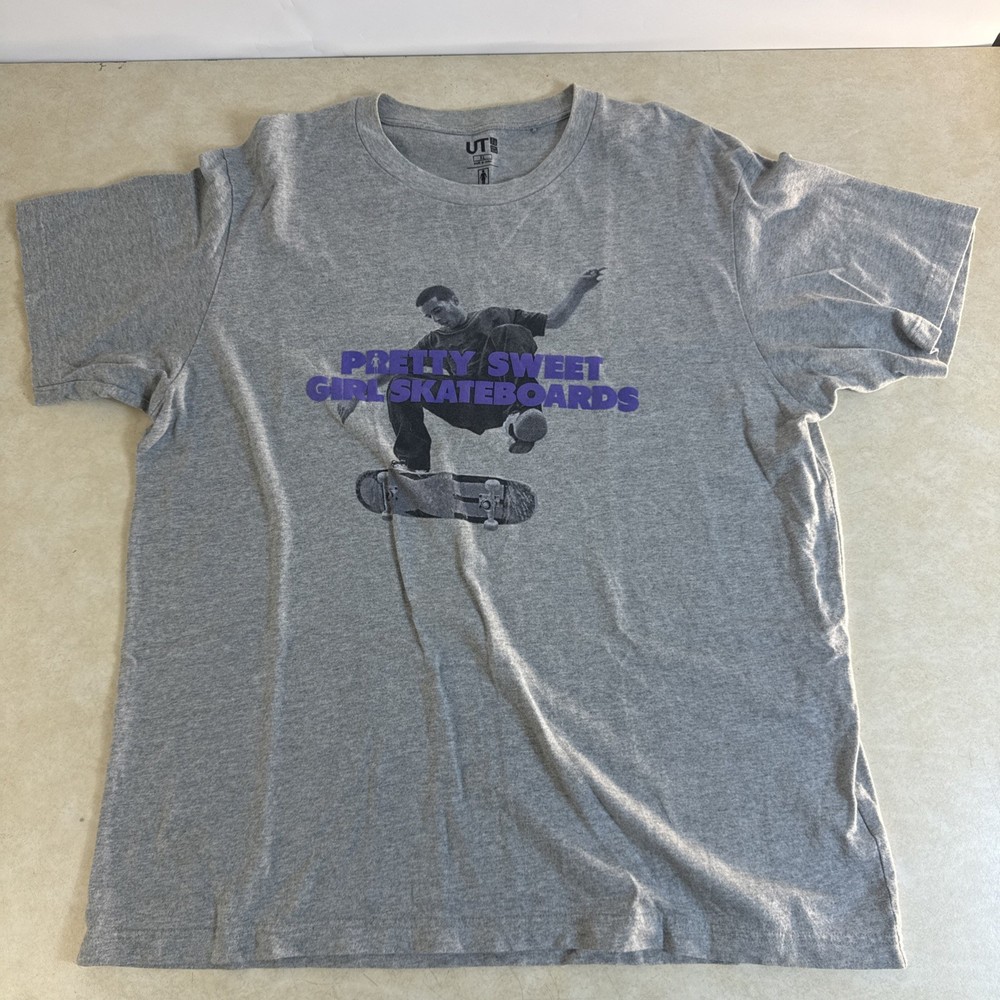 Uniqlo x Girl Skateboards “Pretty Sweet Girl Skateboards” T Shirt Size XL Grey