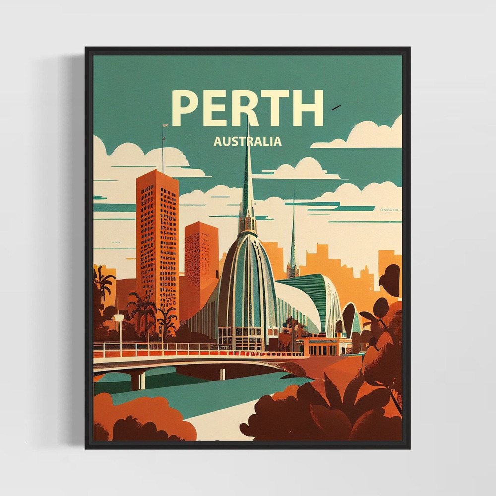 Perth Australia Retro Art Print Perth Wall Art Illustration Perth Vintage