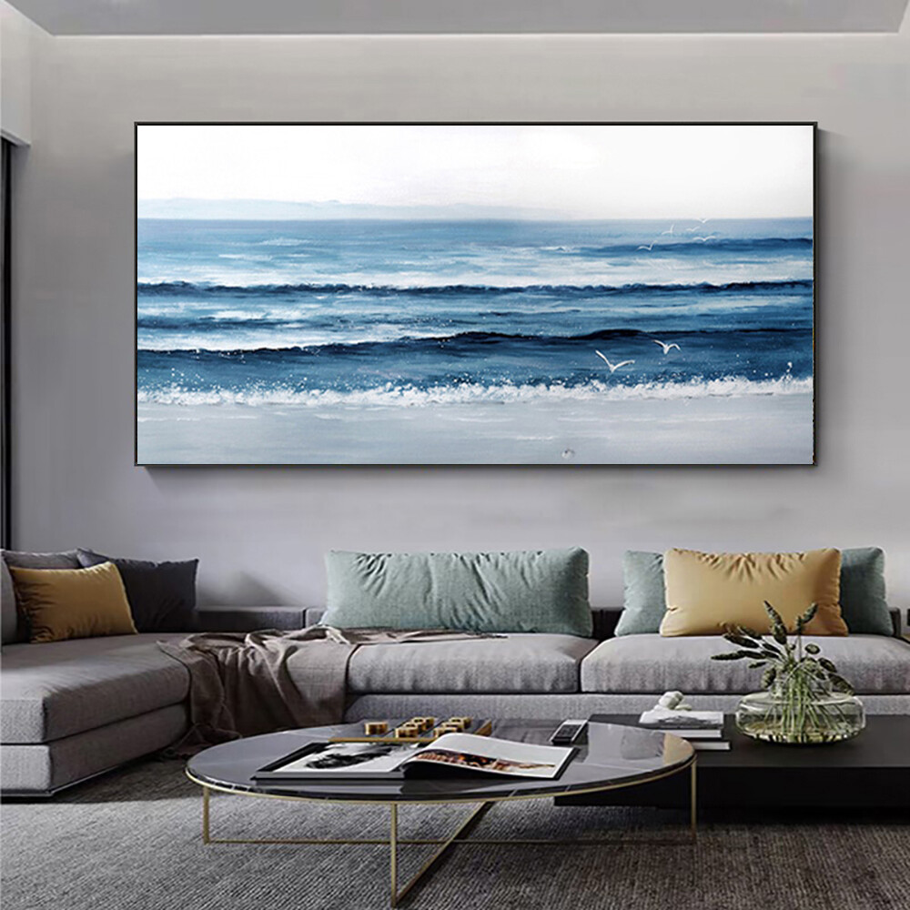 Oil Painting Sea Decor Hand-Painted Abstract Art Paintings Decoration Home