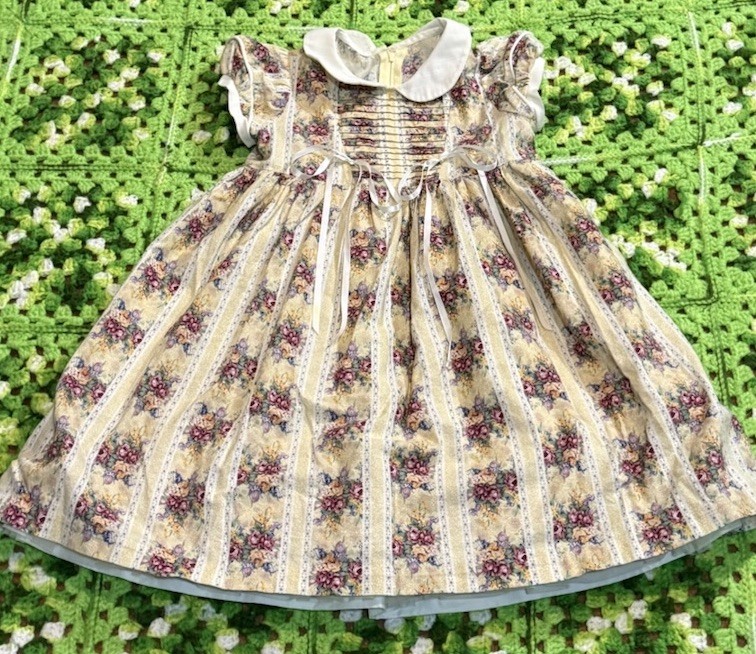 Vtg 70s 80s Girls Floral Boho Cutesy Easter Dress Multicolor Talon Zip