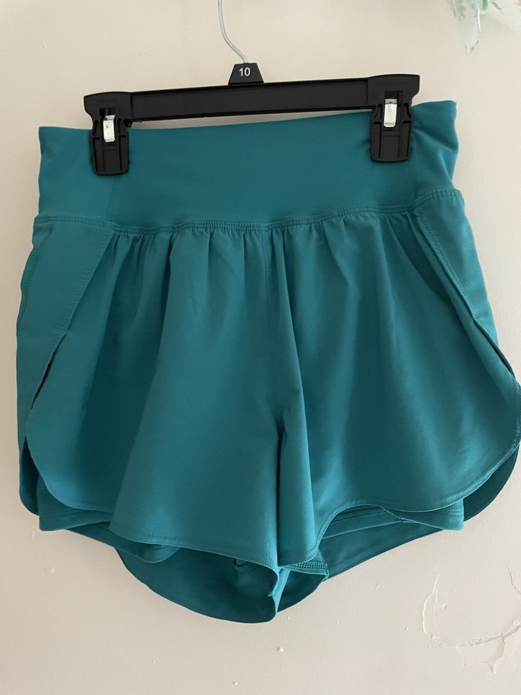 Under Armour Women’s Teal Athletic Shorts Solid Stretch Elastic Waist Running